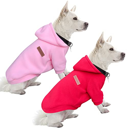 HuaLiSiJi Kapuzenpullis für Hunde Hoodie Hunde Sweatshirt Fleece Chihuahua Pullover Warm und Leicht, Sehr Schön, Bequem und Weich, Super Anzuziehen (XL, Rosa+Rot)