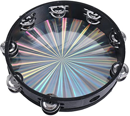 Pandereta Radiante Con Jingles De Doble Fila, Tambor Reflectante De Música De Campana De 10 Pulgadas, Instrumento De Percusión De Tambor De Mano, para Todas las Edades(10 Inch Sunflower)