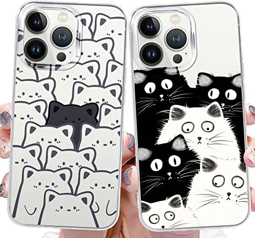 ZhuoFan [2 packs Phone Case for Apple iPhone X 5.8'', Clear Transparent Soft Silicone Cover with cat Pattern - Shockproof Protective Case Crystal Slim Cute Design Girls, 19