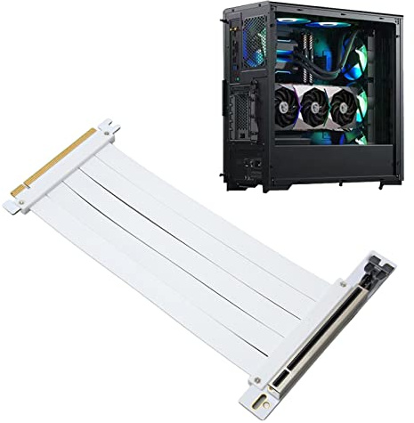 Bewinner 128GB/bsp PCIE 4.0 X16 Extender, Grafikkarte GPU Vertical Full Speed PCI E 4.0 x16 Riser Kabel, GPU Verlängerungskabel 90 Grad Adapter für RTX3090, RTX3080, RTX3070,EMI Abschirmung (30cm)
