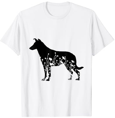 Floral Smooth Collie Dog Mom, Silhouette Blumen T-Shirt