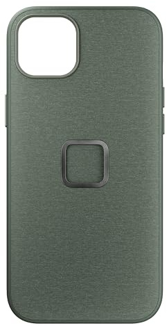 Peak Design Mobile Everyday Phone Case for iPhone 15 Plus, Sage, Slim Profile, Drop Protection, Weatherproof Fabric Shell, SlimLink Connects to Mobile Mounts & Gear Green