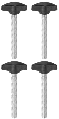 QUARKZMAN 4Pcs Boutons à Ailettes En T, Vis à Pouce M8 X 60mm, Filetage Mâle Standard, Poignées En Plastique, Boutons de Serrage à Main, Vis à Pouce, Noir.