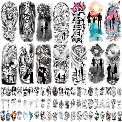 77 Blatt temporäre Tattoos für die Familie, gefälschtes Familien-Tattoo für Paare, Dating, Familientreffen, Familienliebe, Einheitssymbol, temporäres Tattoo für Valentinstag, Muttertag