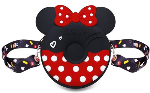 TOPWAYS Kleine Maus Ohr Schleife Crossbody Geldbörse, niedliche Cartoon-Silikon-Mini-Kinder-Münzgeldbörse, Cartoon-Messenger-Tasche mit verstellbarem Riemen (Bogen B)