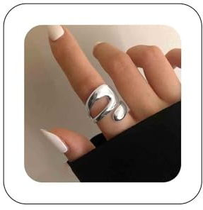 Dervivea Minimalistische Silberkuppel Klobiger Ring Poliert Verstellbarer Ring Verdreht Offene Fingerringe Dicker Verstellbarer Metallring Stapelbarer Geometrischer Ring Statement-Ring Schmuck