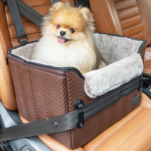 Petsfit Hunde Autositz für kleine Hunde, Stabiler & Sicherer Hundeautositz Hundesitz Auto Rückbank mit Sicherheitsgurt-Halteclip, Hundekorb Hundebett Auto mit waschbaren Plüschkissen