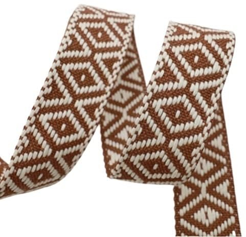 JMORCO Gurtband 5 Meter 38 mm buntes Jacquard-Baumwoll-Gurtband, Canvas-Riemen, Taschen-Schultergurt, Kleidungsband, Nähzubehör (Color : RD825- LightCoffee)