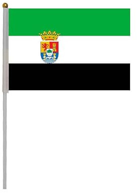 20 banderas de manivela de Extremadura para fiestas nacionales, fiestas, desfiles, bandera de mano, eventos deportivos, (Extremadura)