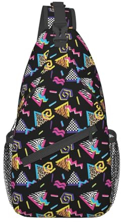 80er-90er-Jahre-Retro-Muster-11 Sling-Rucksack im 80er-90er-Jahre-Retro-Muster, Brusttasche, Umhängetasche, Schultertasche, Fitnessstudio, Radfahren, Reisen, Wandern, Tagesrucksack für Männer und Frau