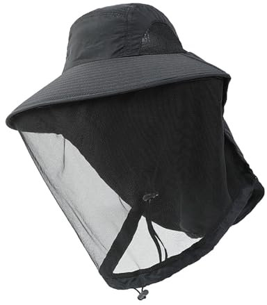 JISADER Bienenzucht Netting Hut Hut mit Mesh Gesicht Schutz Schleier Hut für Camping, Schwarz