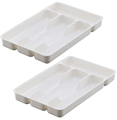 BYUTFA Boîte à Couverts 2 pièces Plateaux de Rangement pour Couverts en Plastique - Plateau PP Convivial Organisateur de tiroir de Cuisine boîte de Vaisselle de séparation de cuillère