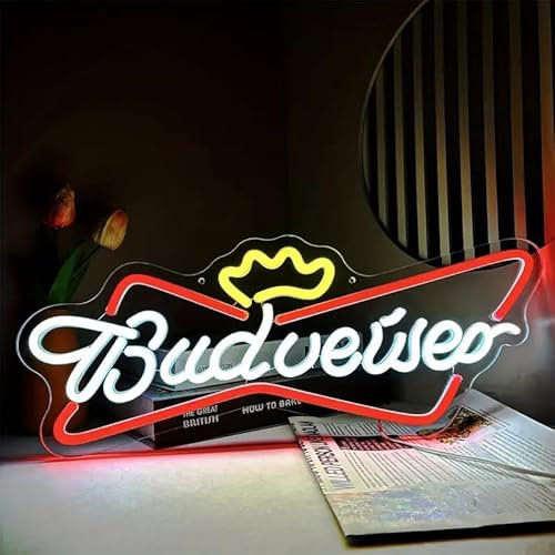Budweiser - Letrero de neón iluminado LED para decoración de pared para amantes de la cerveza, fiestas y regalos