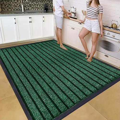 Cozy Haven Rubber Rug – Outdoor & Indoor Heavy Duty Washable Non-Slip Rug for Kitchen Garden, Inside & Outside Floor Mats, Waterproof and Dirt Trapper Entrance Rug (120x150 cm, Green)