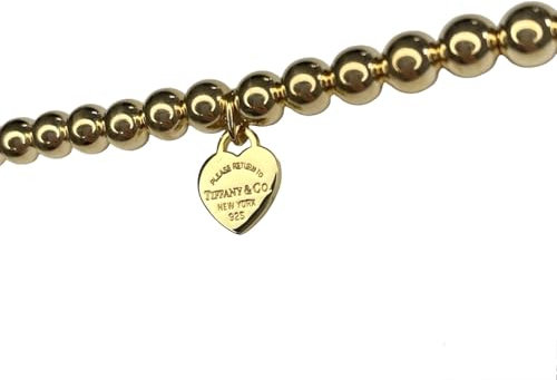 Generisch Vergoldetes Kugelarmband mit originalem Herzanhänger, 20,5 cm verstellbar
