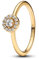 PANDORA Timeless Runder Pavé-Strahlenkranz Ring aus Sterling Silber mit vergoldeter Metalllegierung und Zirkonia, Größe: 54, 163554C01-54
