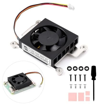 Waveshare CM5 Fan 5V 30007 Low Noise Cooling Fan Compatible with Raspberry Pi Compute Module 5 Series Board Cooler Radiators Low Noise, With Thermal Tapes, 5V Power Supply