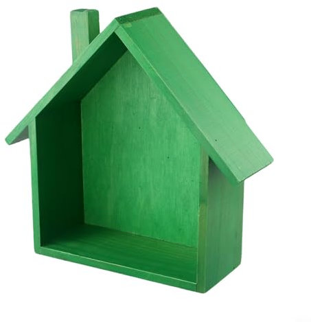FUBESK Holzkiste in Hausform, exquisites Wandregal in Hausform, Wanddekoration, Holzregal, einfaches Dekorationsthema, zur Aufbewahrung von Gegenständen und zur Verschönerung der Dekoration (Rosa)