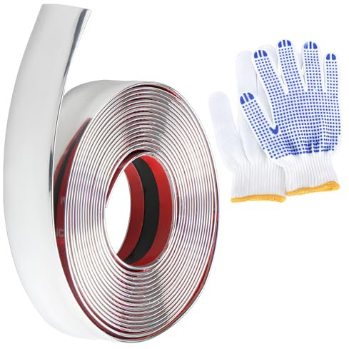 Zierleisten Selbstklebend Wand Chrom Zierleiste Auto Chromleiste Selbstklebend Universal Silber Wandleisten Mit Schutzfolie Wasserdichte für Wand Tür Zierleisten Selbstklebend Wand(5m*30mm)