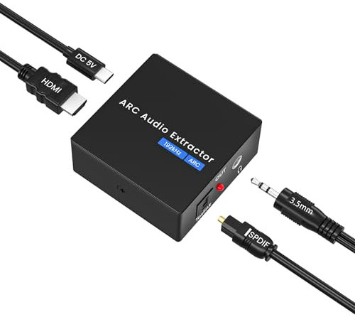 HDMI ARC Adapter,192kHz HDMI Audio Extractor Kommt mit Optisch und 3,5 mm Kabeln,DAC Wandler Eignet Sich für Stereoanlagen und Verstärker