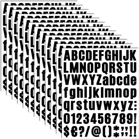 Oruola 700 Stück Klebebuchstaben Wetterfest,Klebebuchstaben Schwarz,Letter Stickers Black,Selbstklebende Buchstabenaufkleber Schwarz,Wetterfest Vinyl Briefkasten Nummern Aufkleber,12 Blatt