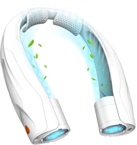 Smilfree Nackenventilator Ventilator Hals Tragbare Persönlicher: 6000 mAh Halsventilatoren Aufladbar Nacken Ventilator Halsventilator leise für Camping, Reisen, Büro (Weiß)