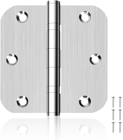 6 Stück robuste Edelstahl-Türscharniere mit Kugellager, 8,9 cm, nicht abnehmbarer Stift mit 1,6 cm abgerundeten Ecken für Innen- und Außentüren (Silber)