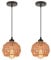 LIGKIN 2 Stück Industrial Pendelleuchte Vintage Kronleuchter Metall Hanf Seil Hängeleuchte E27 Retro Deckenleuchte für Esszimmer Flur Schlafzimmer