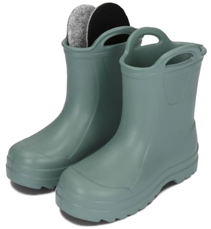BeKiddy Stivali di Gomma per Bambini in EVA Stivali da Pioggia Impermeabili Ultraleggeri per Bambini e Bambine (Verde, Sistema Taglie Calzature EU, Bimbo (0-5 anni), Numero, Media, 33)