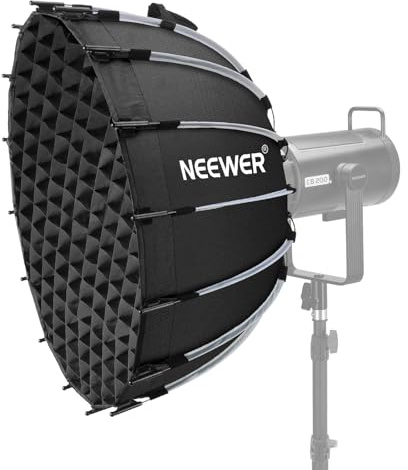 NEEWER Kit Softbox Parabolico, 60cm Soft Box ad Attacco Bowens con Diffusori Luce per Fotografia Studio Registrazione Video Streaming, Compatibile con Aputure 120d Compatibile con Godox SL60w, NS71P