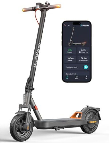 MEGAWHEELS Electric Scooter,Electric Scooter Adults with Suspension,10in Pneumatic Tires,350W Motor,19 Miles Long Range,15.5 Mph,E Scooter with Smart APP Control for Commuting, Outdoor, Short Travel
