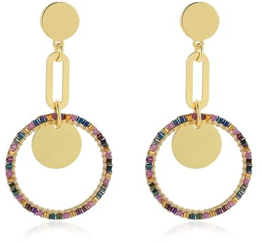 Bunt Boho Ohrringe Hängend Rocailles-Perlen Creolen Exquisite Statement Ohrringe Dame Somme Stockholm Style Schmuck