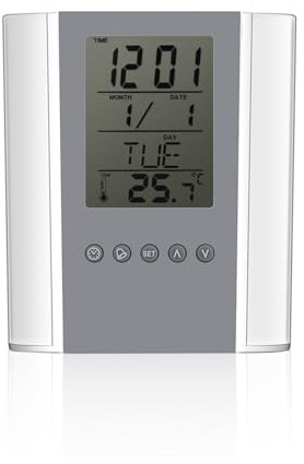 equlup Digitaluhr-Stifthalter, Tisch-Bleistifthalter, Etui-Organizer, LCD-Bildschirm, Wecker mit Temperaturanzeige für das Home Office
