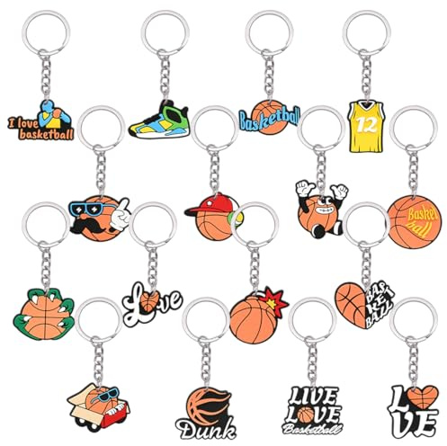 KUMSODE Basket PVC Sport Porte Clés,Porte-Clés Créatifs Mini Basketball Portes Clé pour Fans de Sport Enfant Portes Clé,Cadeau de Fête