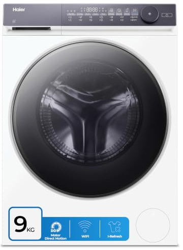 Haier X 7 HWD90-B14367U-S Lavadora Secadora, Capacidad 9KG + 6KG, Motor Direct Motion, Tecnología ABT, Función vapor, Refresh, Inicio diferido, Detector Kg, 60cm ancho, 1400 RPM, 14 programas, Blanco