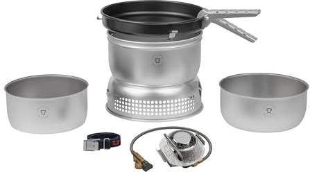 Trangia Sturmkocher 25-23 UL/D/GB - Sturmkocher-Set groß aus Ultralight-Aluminium mit Duossal-Kochgeschirr und Gasbrenner