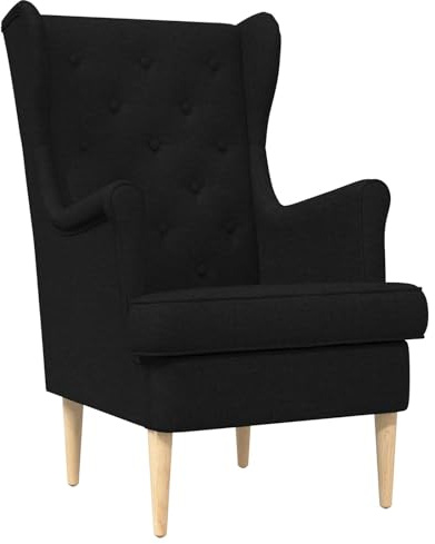 vidaXL Sessel Schwarz Stoff, Sessel, gepolstertes modernes Design, Coole Sitzgelegenheit, bequemer Schaumstoff, Stoffrahmen, Gummiholzbeine