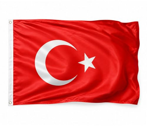 Murago - XL Türkei Hiss Fahne ca. 180cm x 120cm - mit Ösen Große Türkische Flagge für Fahnenmast Fanartikel EM WM Garten für Drinnen und Draußen Türkiye Bayrak