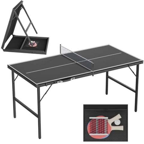 Mini bordtennisbord hopfällbar höjdjusterbar bordtennisbord med nät racket set och bollar