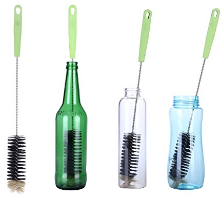 2PCS Cepillo de Botellas,Cepillo de Limpieza con Largo Mango Ideal Para Limpiar Botellas de cerveza estrecha, Cepillo Flexible con Gando para Jarra, Kombucha,Termos,Carafes(2PCS)