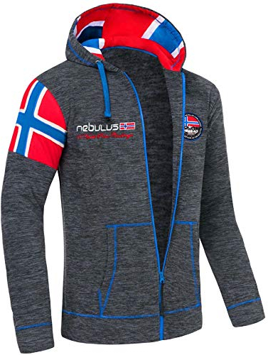 Nebulus Herren Fleecejacke Searcher, warme Fleece Jacke, mit langem Full-Zip Reißverschluss, schwarz-melier - XXL