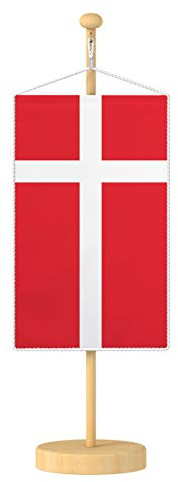 Vispronet® Tischbanner Dänemark Nationalfahne Set ✓ Fahne & Ständer ✓ Kordel-Rand