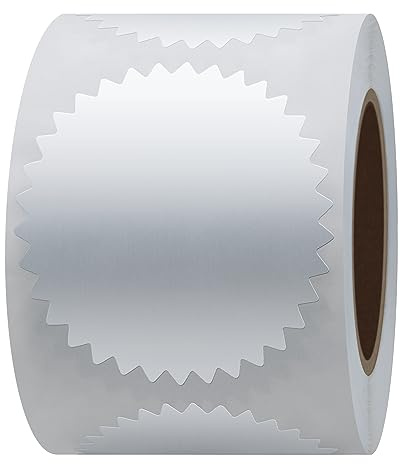 Hylabelest 2 Inch Round Certificate Sealing Labels Awards Legal Embossing Stickers Total 300 Stickers Per Roll (Silver)