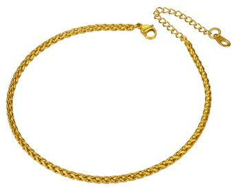 Richsteel Fußkette für damen Mädchen 3mm breit 23cm+5cm verlängerung Fußkettchen Partner Fußkette für Valentisntag Sommerfest Modenschau