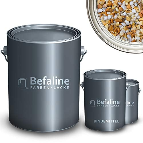 Befaline © BEFA-78 Steinteppich Set bis 2,5qm I 25kg Marmorkies Giallo Siena + 1,5kg Epoxidharz Bodenbeschichtung für Naturstein, Beton, etc. I fugenloser & pflegeleichter Boden für innen & außen