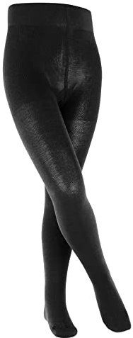 FALKE Unisex Kinder Strumpfhose Family K Ti nachhaltige Baumwolle dick einfarbig 1 Stück, Schwarz Black 3000, 98-104
