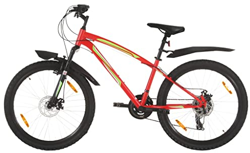 vidaXL Mountainbike 21 Gang 26 Zoll Rad mit Kettenwechsler Scheibenbremsen Schnellspann-Sattelstützenklemme Fahrrad Sportfahrrad 36cm Rot