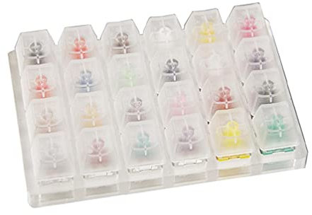 XIAN 24 Interruttori Tester con Base Acrilica Antipolvere Box Outemu per Tastiera Meccanica MX Switch Tester con Acrilico Base Vuoto Keycaps