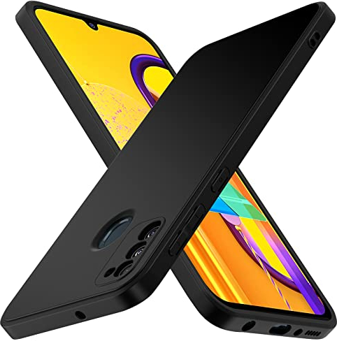 ivoler Silikon Hülle für Samsung Galaxy M30s / M21 mit Kameraschutz, Ultra Dünne Weiche Stoßfest Schutzhülle Flexible TPU Matte Schwarz Handyhülle Kratzfest Case Cover