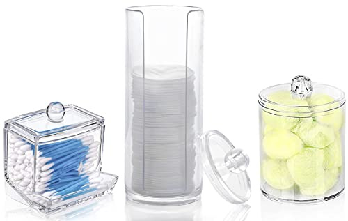 WeeGoo 3 Pcs Acrylic Cotton Pad Dispenser, Clear Bud and Pad Holder